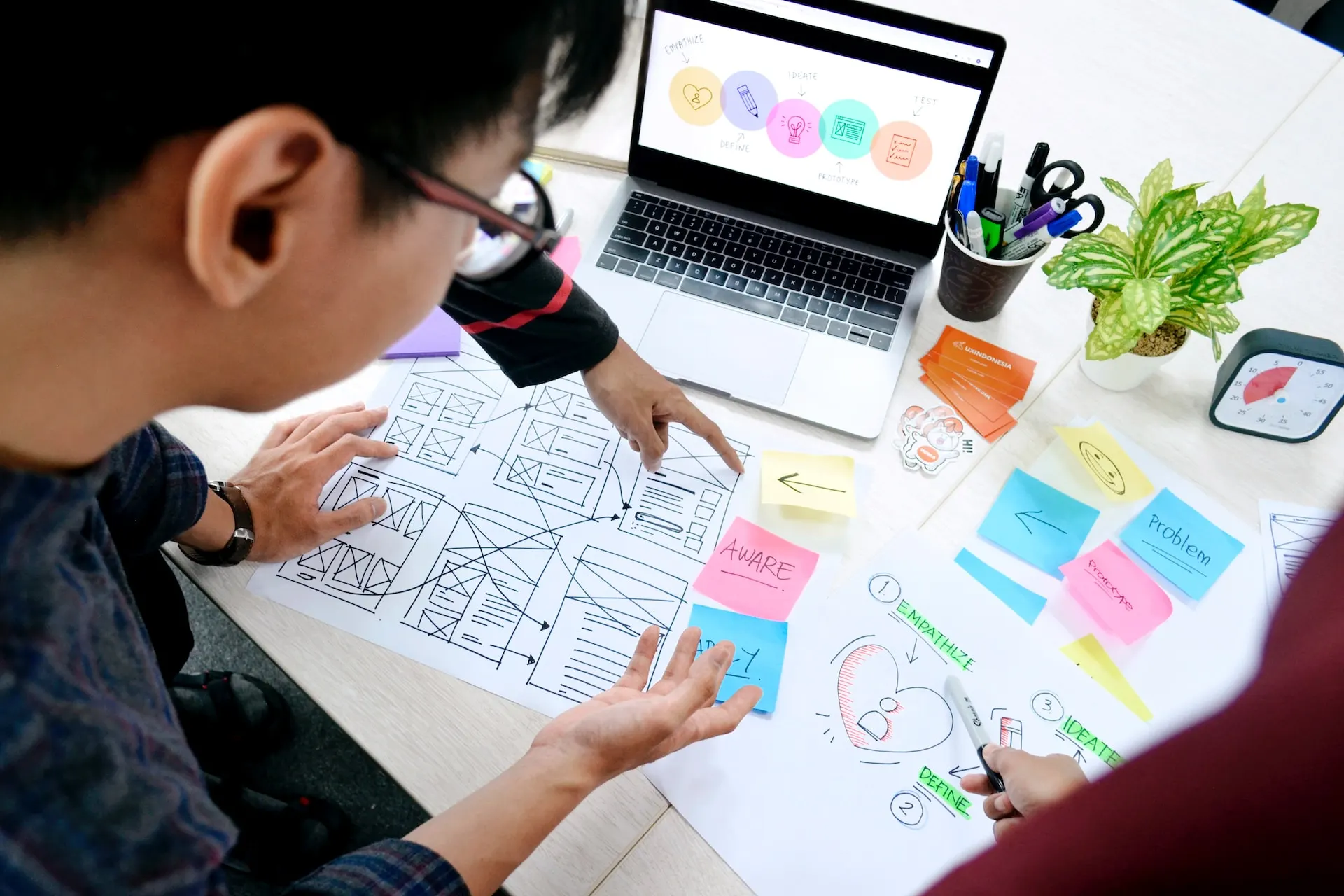 A team designing website layout