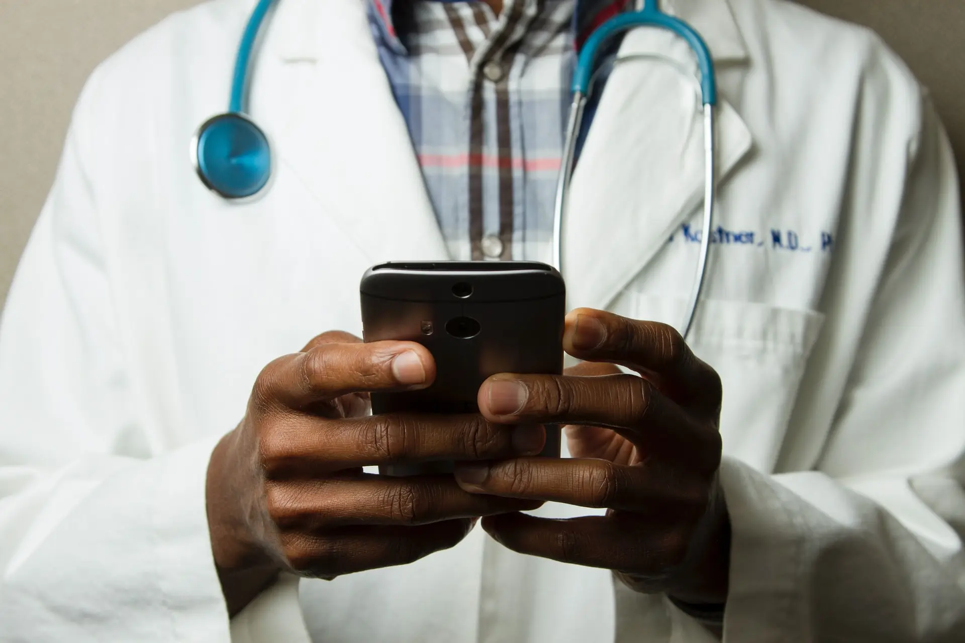 Doctor using smartphone
